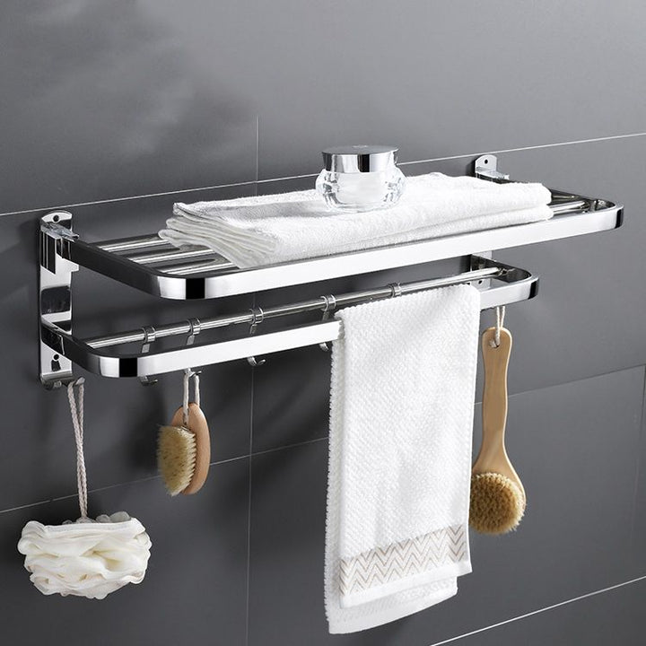 BowLift | Modern Bathroom Accessory Set Made of Chrome-Plated Stainless Steel with Bathrobe Hook/Towel Bar