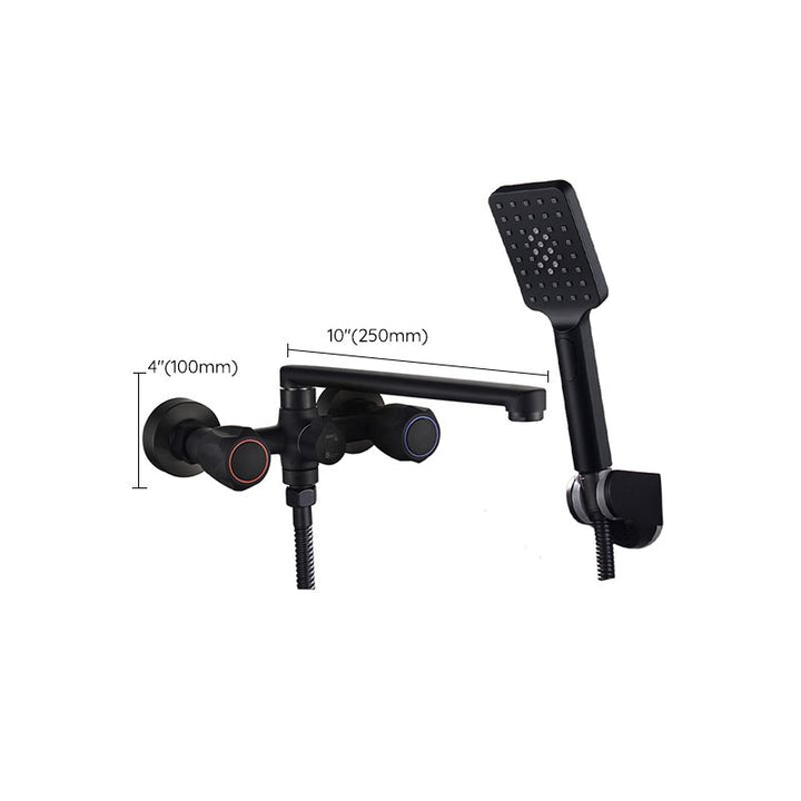 BowLift | Modern Bathtub Faucet Trim Black Wall Mounted Swivel Spout with Hand Shower