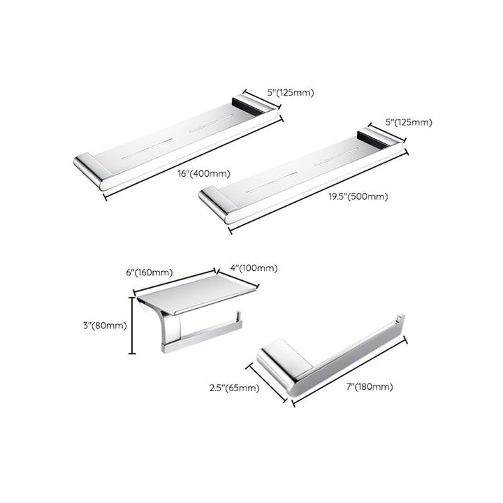 BowLift | Contemporary Bathroom Accessories Hardware Set in Silver with Soap Dish