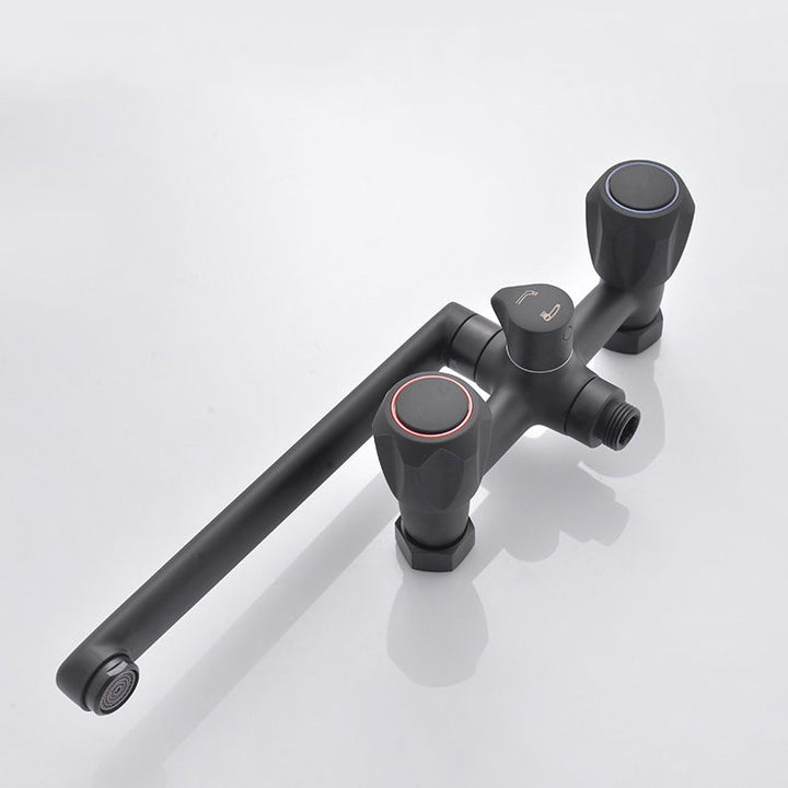 BowLift | Modern Bathtub Faucet Trim Black Wall Mounted Swivel Spout with Hand Shower
