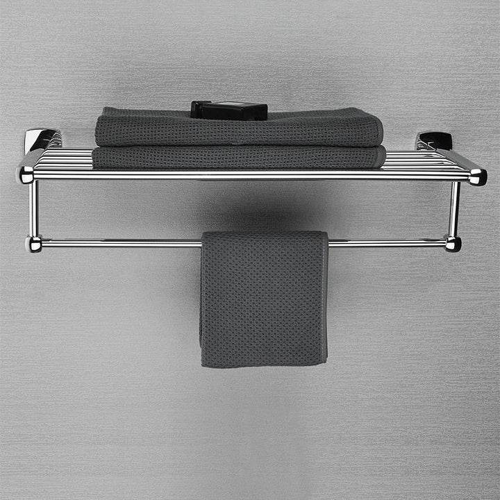 BowLift | Polished Chrome Modernism Bathroom Accessory Set Bath Shelf / Towel Bar / Bathrobe Hook Included