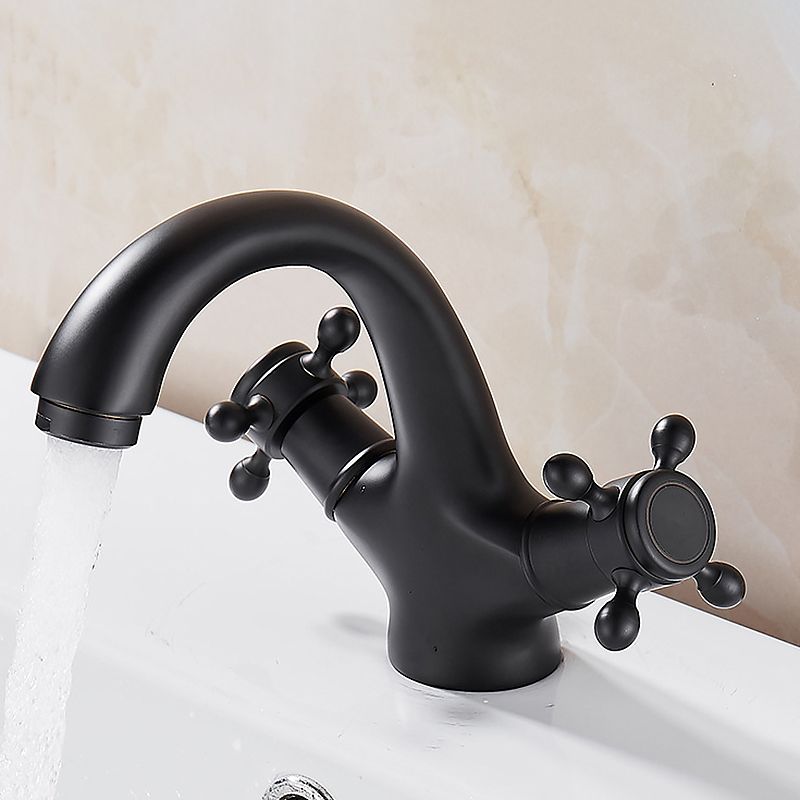 BowLift | Glam Vanity Sink Faucet Brass Cross Handles Low Arc Basin Faucet