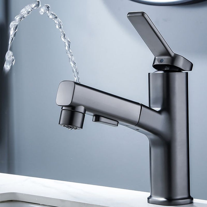 BowLift | Vessel Sink Faucet Modern Pull-Out Bathroom Faucet with One Lever Handle