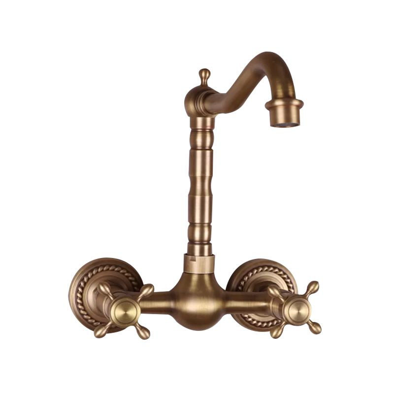 BowLift | Vintage Bathtub Faucet Two Cross Handle Faucet Solid Copper Wall Mounted Faucet