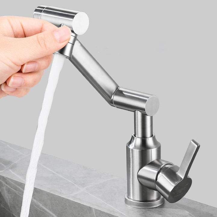 BowLift | Swiveling Outlet Vessel Sink Faucet Stainless Steel Lever Handle Sink Faucet with Water Hose