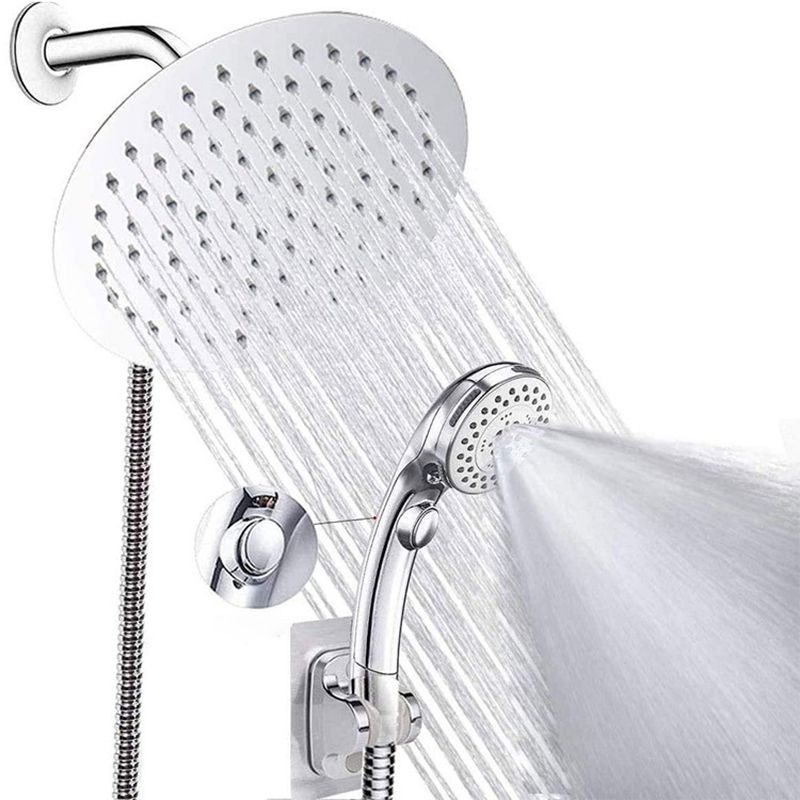 BowLift | Round Dual Shower Head Stainless Steel 5 Spray Patterns Wall Mounted Shower Head