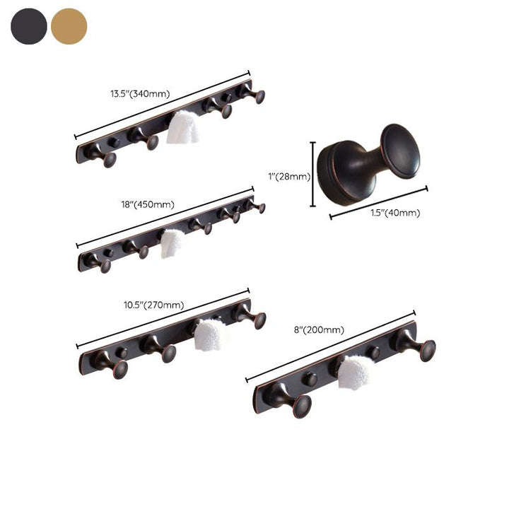 BowLift | 5-piece traditional bathroom accessory set brushed brass bathrobe hooks