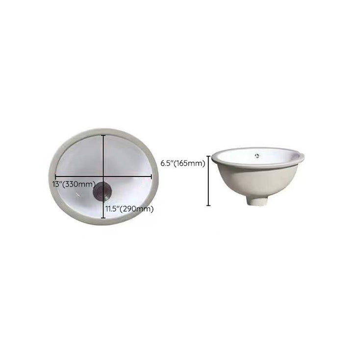 BowLift | Modern Under-mount Sink Oval Porcelain with Pop-Up Drain Sink