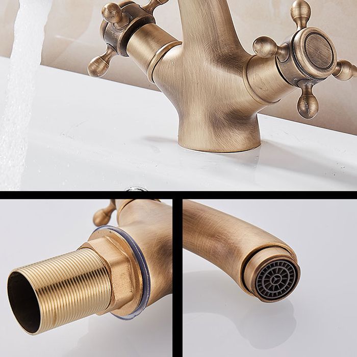 BowLift | Glam Vanity Sink Faucet Brass Cross Handles Low Arc Basin Faucet