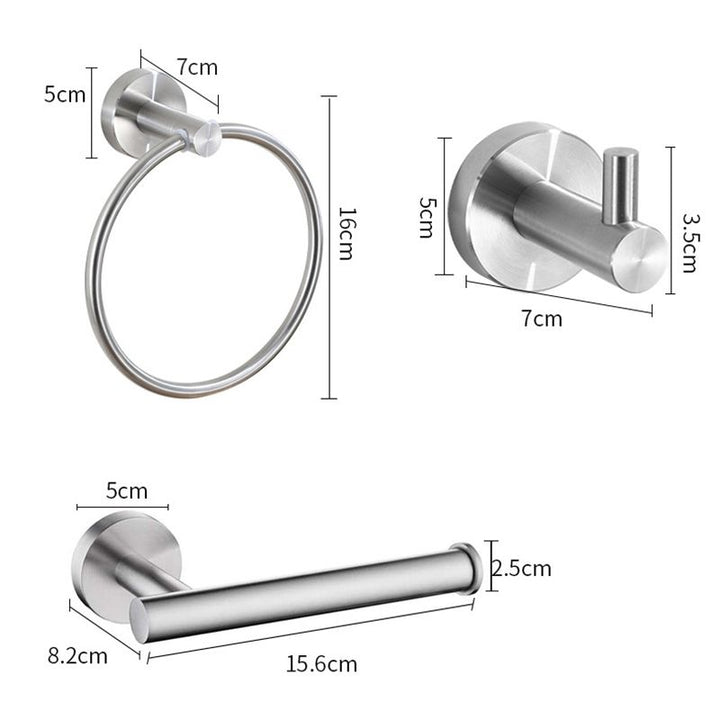 BowLift | Stainless Steel Bathroom Set 3-piece Modern Style Simple Bathroom Accessories Set