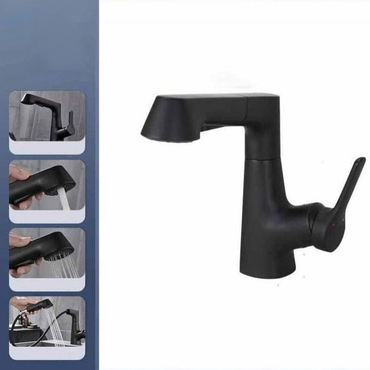 BowLift | Modern Vessel Sink Faucet Copper Single Handle Pull Down Low Arc Vessel Faucet