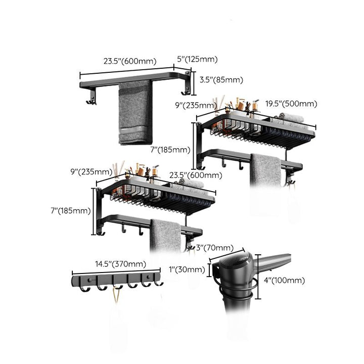 BowLift | Minimalist black bathroom accessory set paper holder towel bar bathroom hardware set