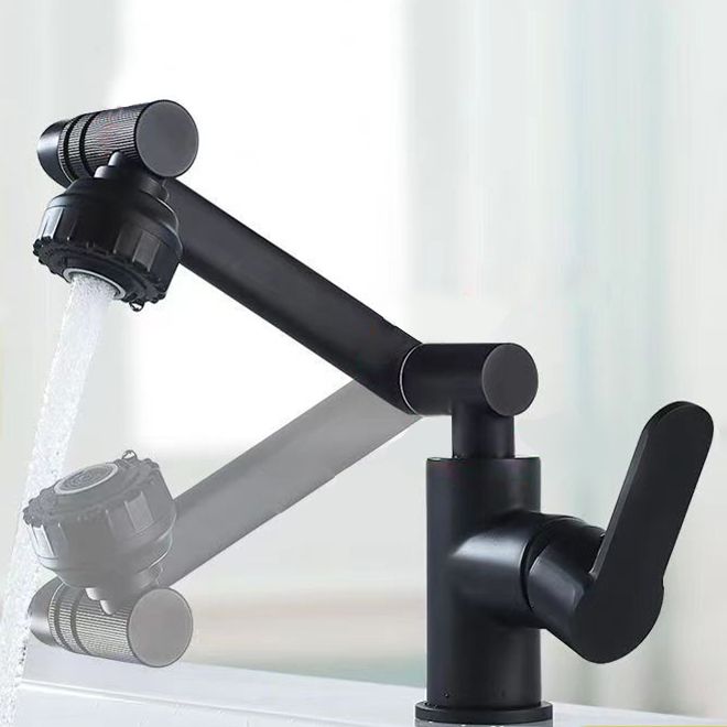 BowLift | Modern sink faucet stainless steel lever handles swivel spout sink faucet