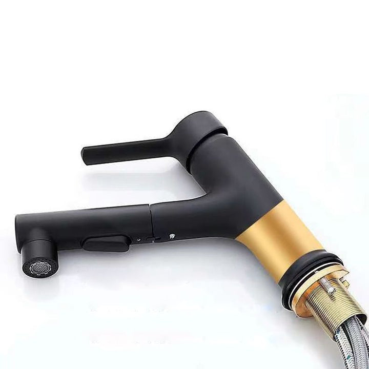 BowLift | Modern Washbasin Faucet Copper 1-Handle Low Arc Pull-Out Washbasin Faucet for Bathroom