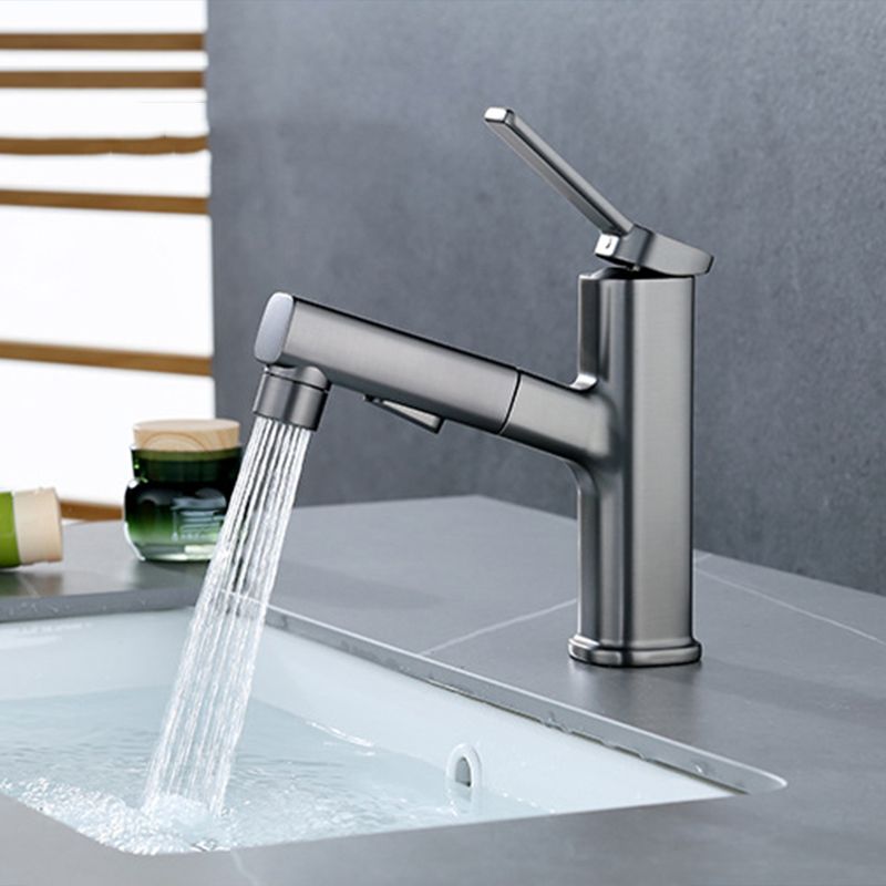 BowLift | Modern bathroom sink faucet with brass lever handles and swivel spout