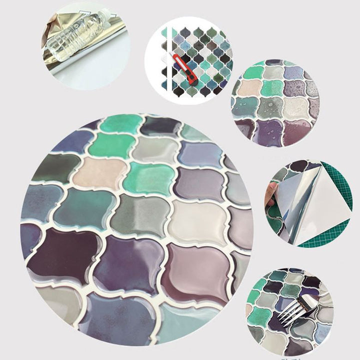 BowLift | Square Peel & Stick Mosaic Tiles Plastic Arabesque Peel and Stick Wall Tile