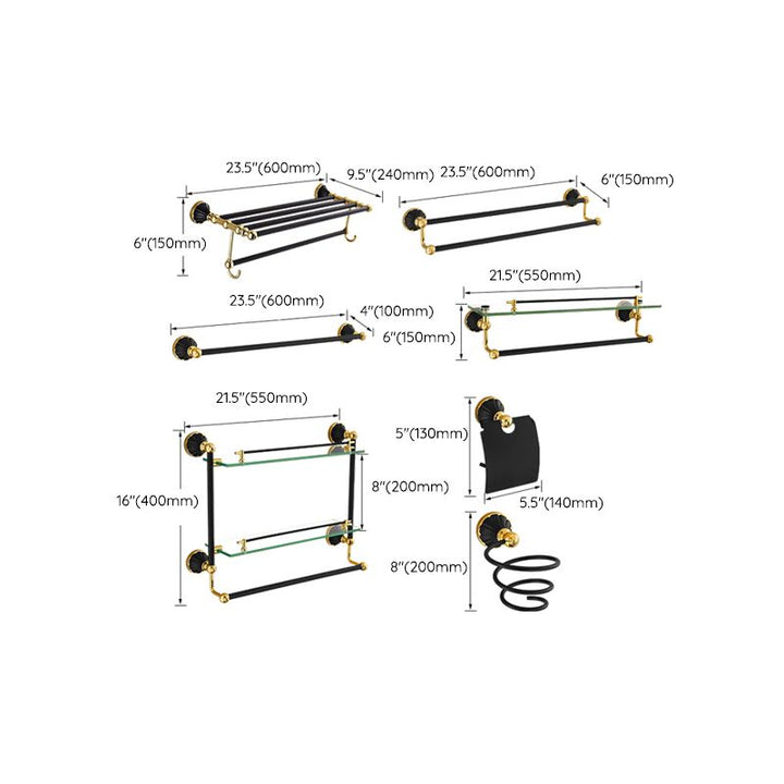 BowLift | Traditional Bathroom Accessories Set Towel Bar Bathroom Shelf Black Bathroom Accessories Set