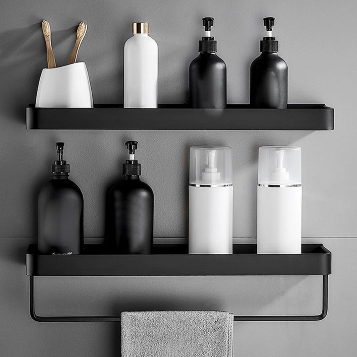 BowLift | Matt Black Bathroom Set Modern 1/2 - Piece Stainless Steel Bathroom Shelf