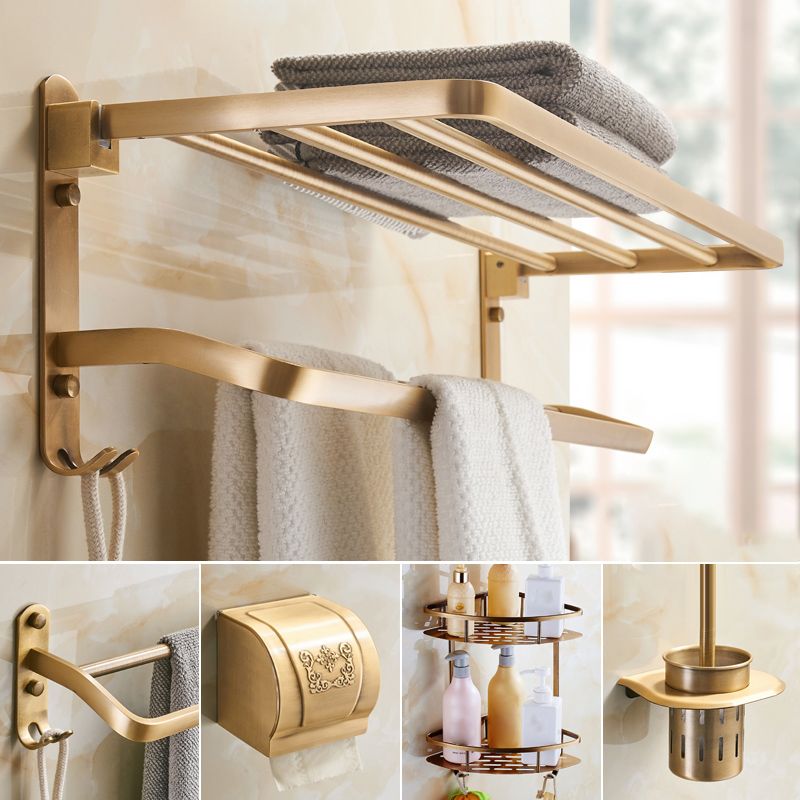BowLift | Vintage Bronze Bathroom Accessories Set Brushed Brass Towel Bar/Paper Holder/Bath Shelf