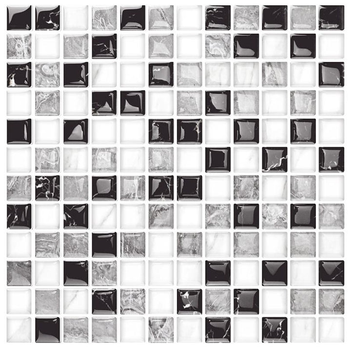 BowLift | 12"x 12" Resin Mosaic Tiles Square Self-Adhesive Tiles for Backsplash & Wall Tile