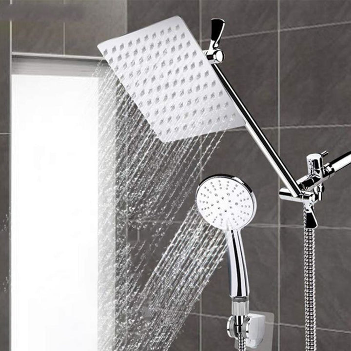 BowLift | Modern Style Dual Shower Head 9-Spray Silver Wall Mount Shower Head