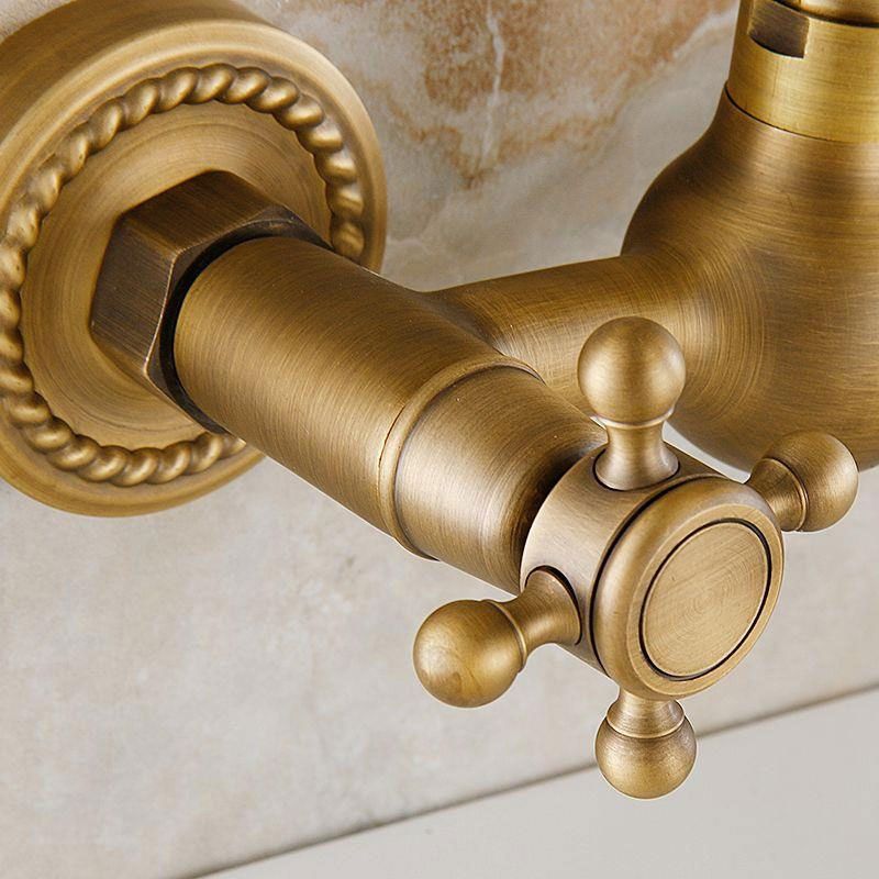 BowLift | Vintage Bathtub Faucet with Two Cross Handles Made of Pure Copper Wall-Mounted Fixture
