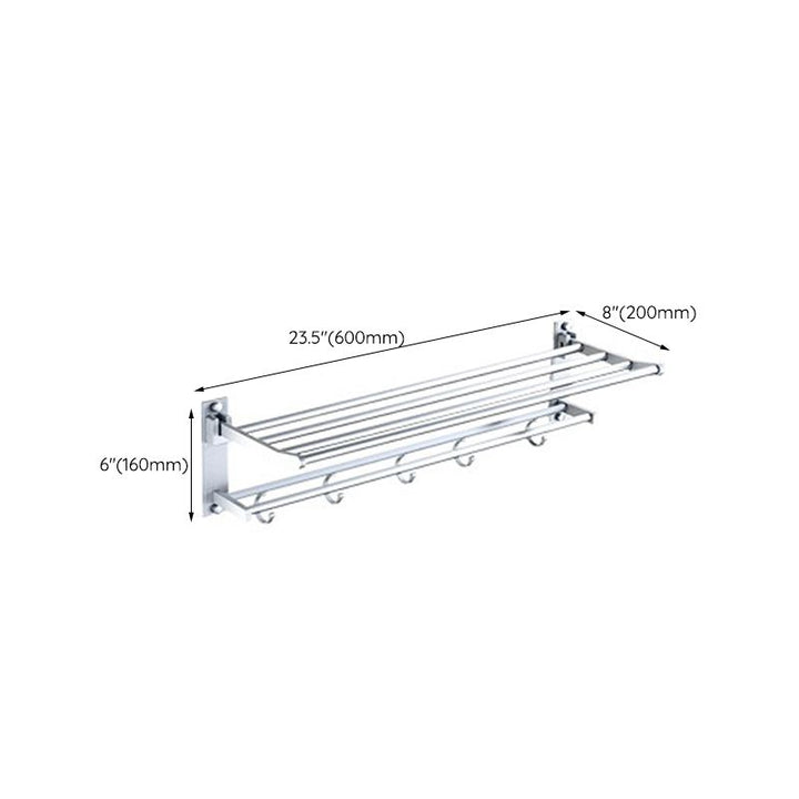 BowLift | Silver Modern Bathroom Accessory Set with Bath Shelf/Towel Rack & Bathrobe Hook