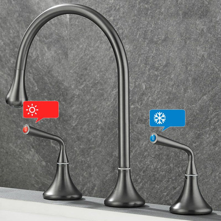 BowLift | Double Handle Tub Filler Deck Mounted High Arc Brass Modern Roman Tub Filler