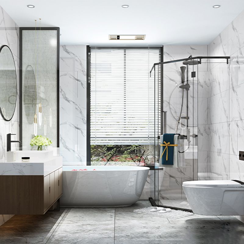 BowLift | Bathroom single tile marble pattern peel-and-stick tiles backing plate