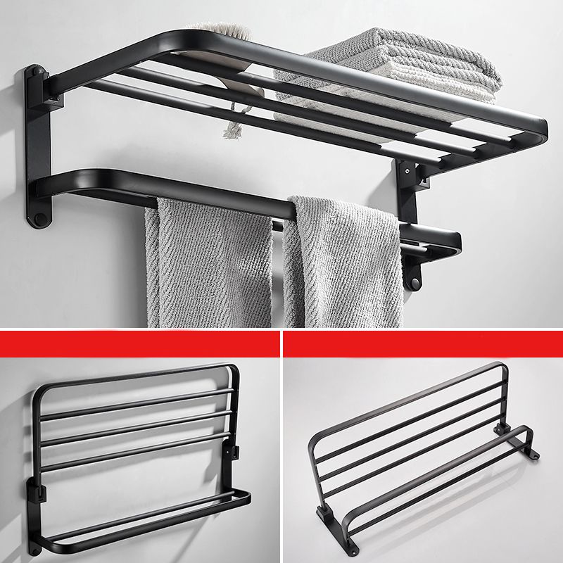 BowLift | Modern Classic Bathroom Hardware Set Matte Black Bathrobe/Towel Bar & Bathroom Shelf