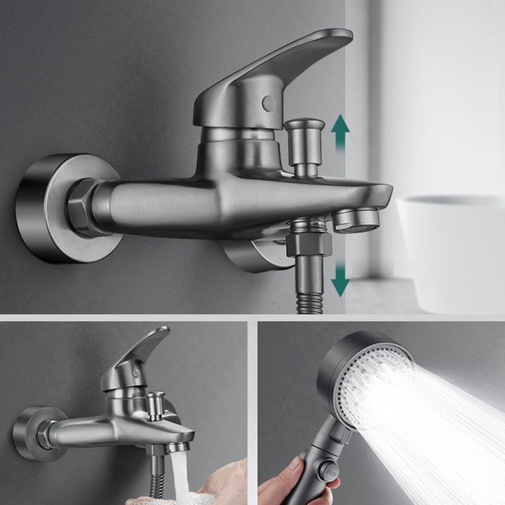 BowLift | Low Arch Bathtub Faucet Hose Wall-Mounted Single Lever Tub Filler with Hand Shower