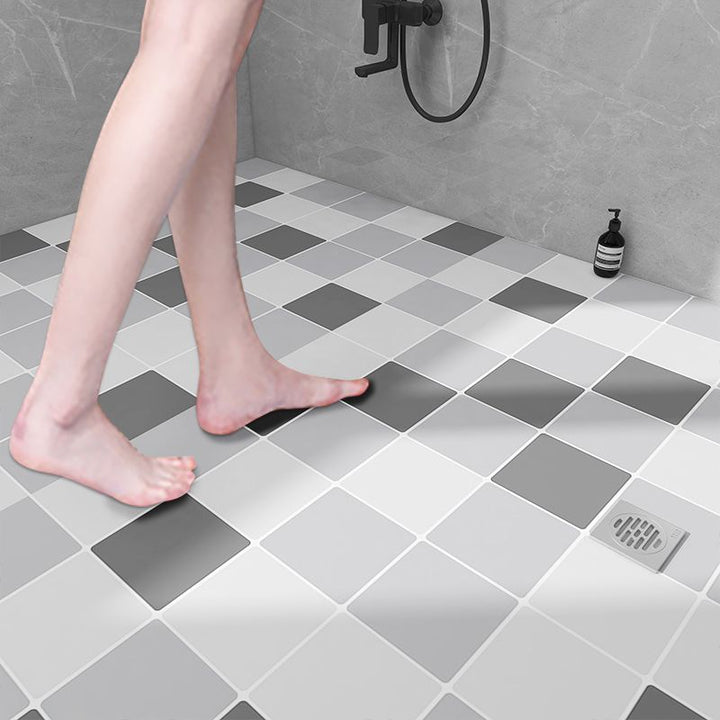 BowLift | Modern vinyl floor planks peel & stick grid print PVC flooring