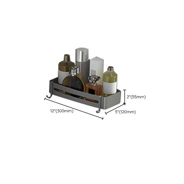 BowLift | Modern gray bathroom hardware set with bath shelf/towel holder/robe hook/toilet paper holder