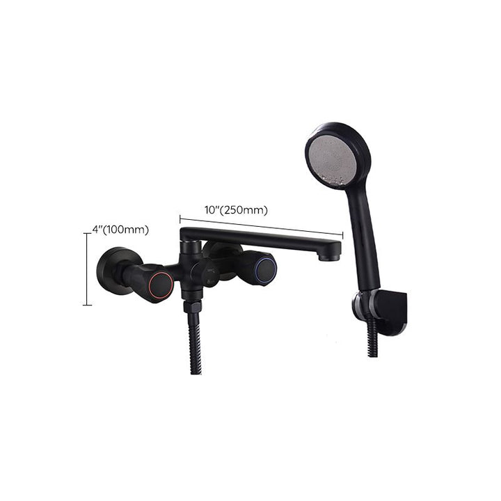 BowLift | Modern Bathtub Faucet Trim Black Wall Mounted Swivel Spout with Hand Shower