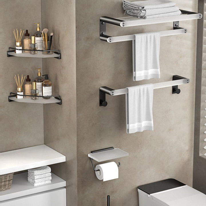 BowLift | Modern Bathroom Accessories Set Bathroom Shelf Towel Holder Black Bathroom Accessories Set