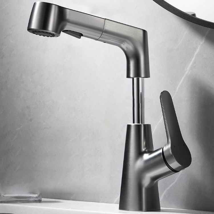 BowLift | Bathroom vessel faucet high arc three-way spout single-handle faucet with pull-out sprayer