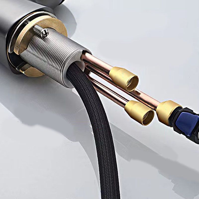 BowLift | Modern Sink Faucet Lever Handle Copper Low Arc Pull-Out Sink Faucet