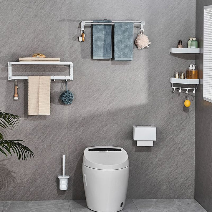 BowLift | Modern Bathroom Accessory Set Towel Bar Bathroom Shelf White Bathroom Accessory Set