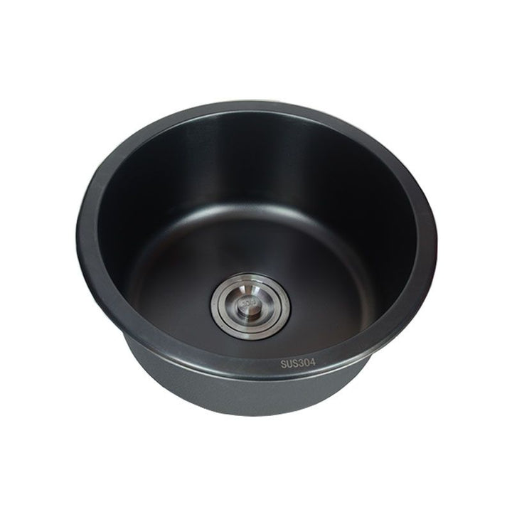 BowLift | Stainless Steel Round Sink in Black Single Basin Undermount Sink with Basket Strainer