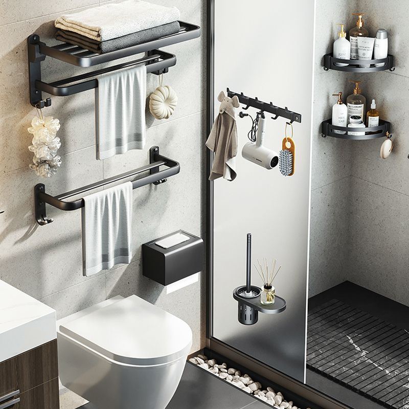 BowLift | Contemporary bathroom accessory set with black finish and bath shelf/towel bar