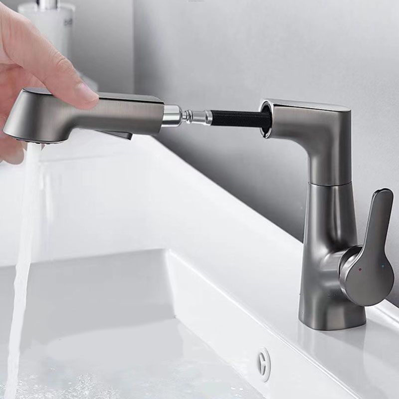 BowLift | Modern Sink Faucet Lever Handle Copper Low Arc Pull-Out Sink Faucet