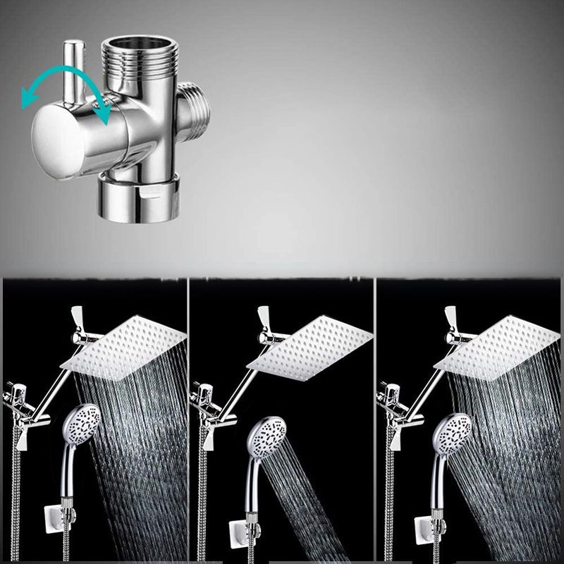 BowLift | Modern Style Dual Showerhead 9-Spray Silver Wall-Mounted Showerhead