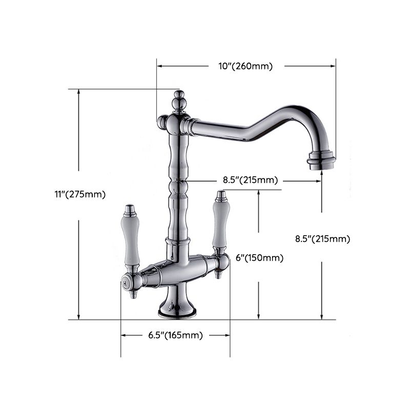 BowLift | Traditional Kitchen Bar Faucet Double Handle High Arc No Sensor Bar Faucet