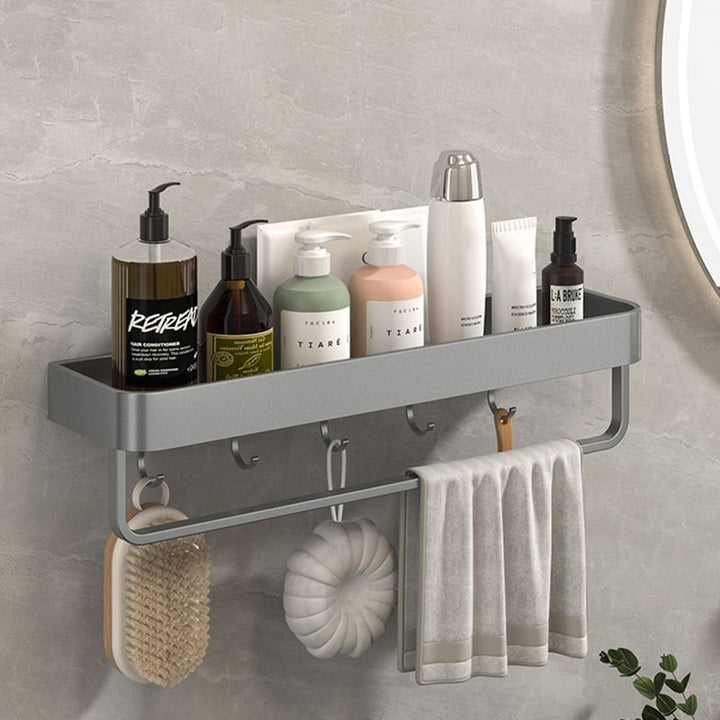 BowLift | Modern Grey 2-piece Bathroom Accessory Set, Matt Grey, Bathroom Shelf