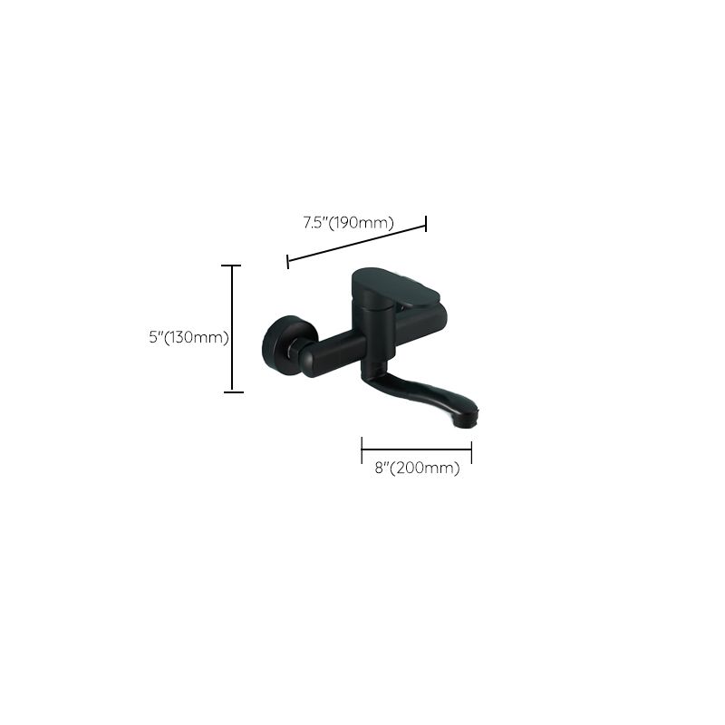 BowLift | Low-Arc Bathtub Filler Black Lever Wall-Mounted Copper Bathtub Filler