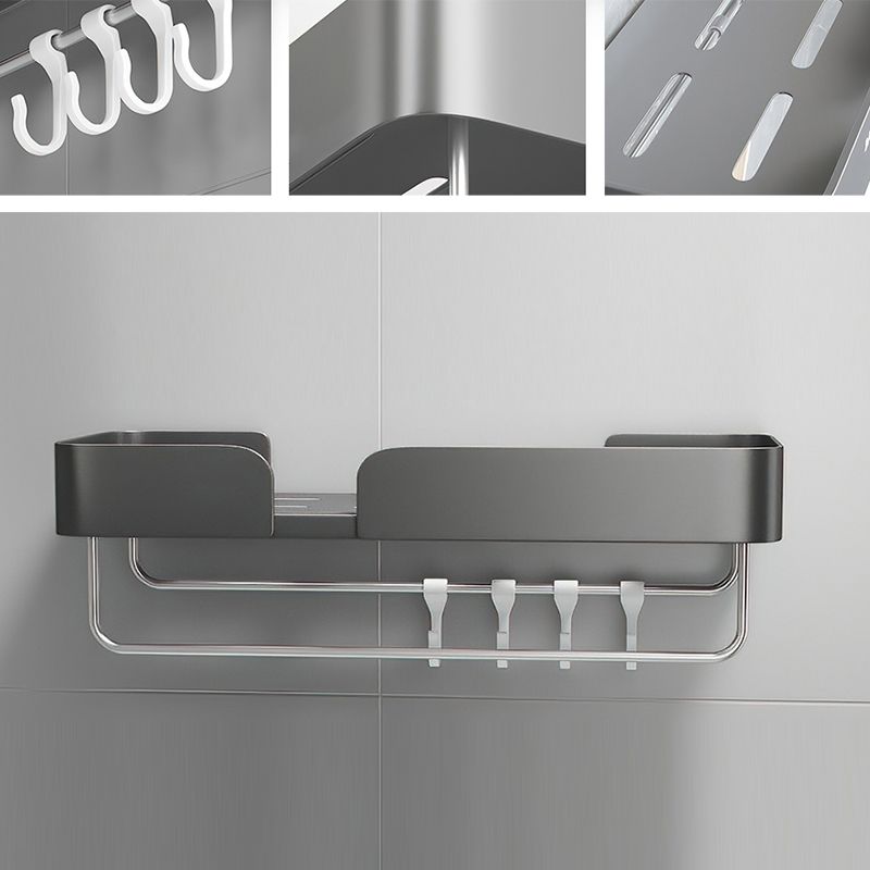 BowLift | 3-piece modern bathroom hardware set aluminum bathroom shelf in gray