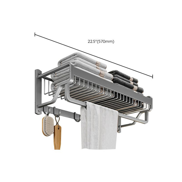 BowLift | Modern Metal Bath Accessory Set Polished Silver Bath Shelf/Paper Holder/Towel Hook
