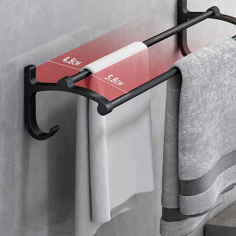 BowLift | Classic Bathroom Accessories Set in Aluminum Black Finish Bathrobe Hook/ Towel Bar