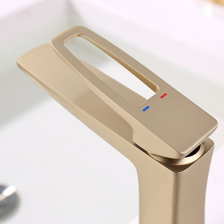 BowLift | Glam Vessel Sink Faucet Brass Lever Handles with Drain Assembly Sink Mixer