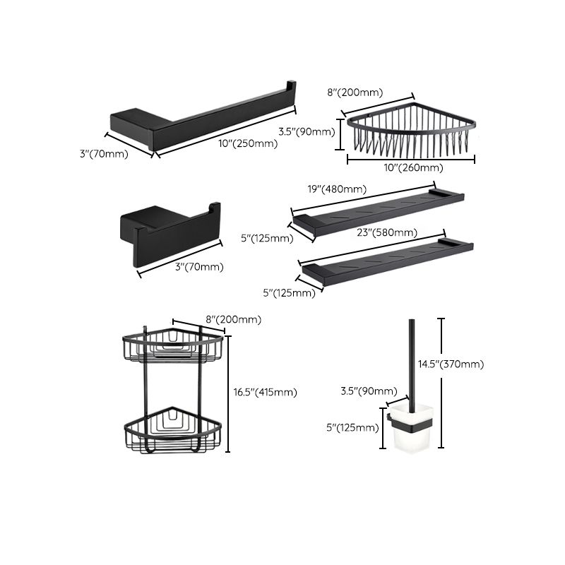 BowLift | 5-piece Modernism Bath Accessory Set in Matte Black Stainless Steel